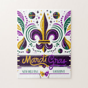 Puzzle Nouvelle-Orléans Mardi Gras jaune violet vert