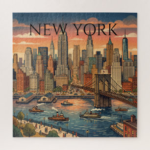 Puzzle Nouvelle Skyline Voyage Art Vintage York
