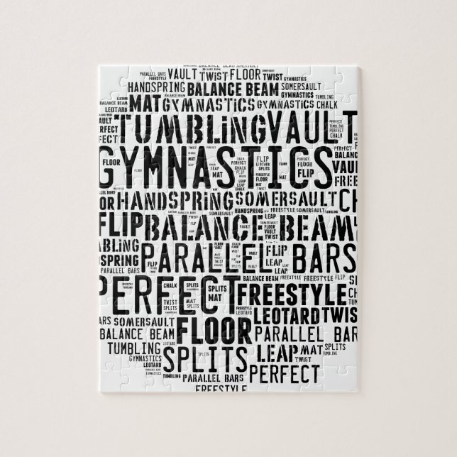 Puzzle Nuage de mot de gymnastique dégringolant (Vertical)