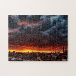 Puzzle Nuages, coucher du soleil et rouge