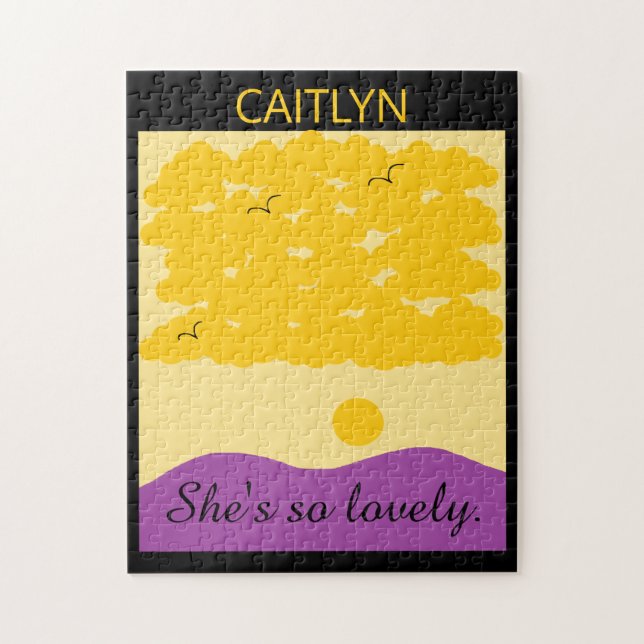 Puzzle Nuages de coucher de soleil sur les collines viole (Vertical)