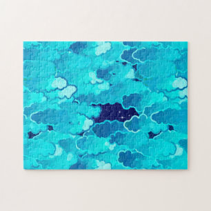 Puzzle Nuages japonais, Ciel du soir, Turquoise et Indigo
