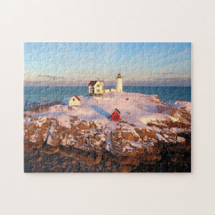Puzzle Nubble Phare Aérien Snowy Maine