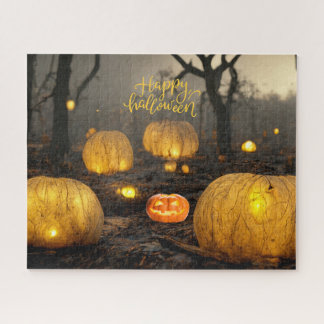 Puzzle Nuit d'Halloween éffrayante et Citrouilles dans la