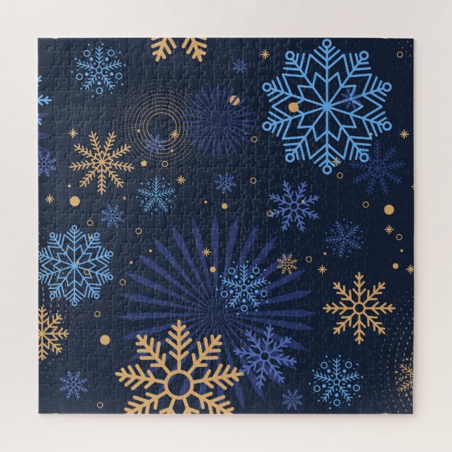 Puzzle Nuit d'hiver : Blue Snowflake Motif. (Vertical)