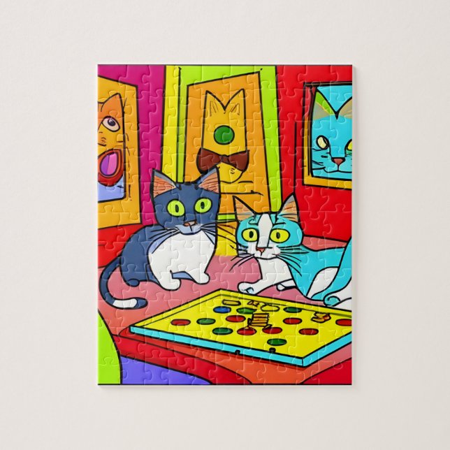 Puzzle Nuit du jeu de chat (Vertical)
