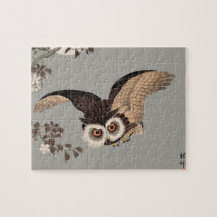 Puzzle Nuit Japonaise Chouette Lune Bois Coupe Flying Nig