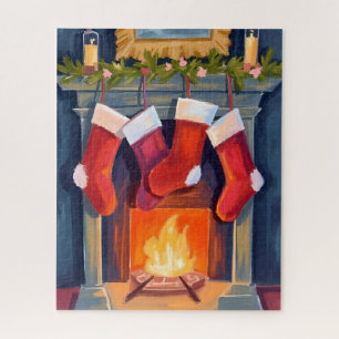 Puzzle Nuit Sainte Aquarelle de chaussettes de Noël