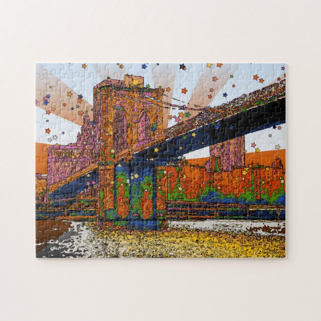 Puzzle NYC psychédélique : Pont Brooklyn N°1 (Horizontal)