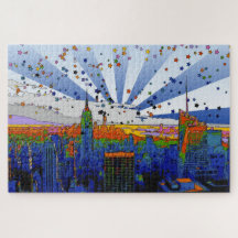 NYC psychédélique : vue large Skyline ESB