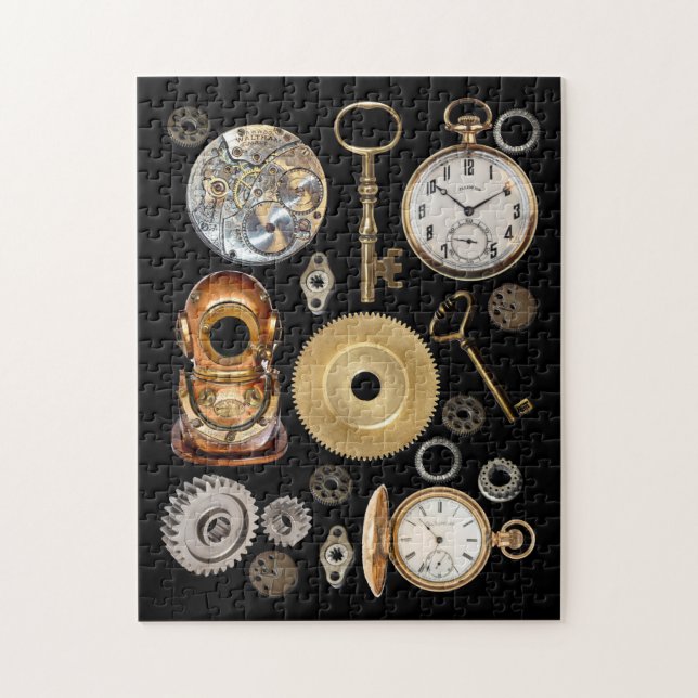 Puzzle Objets Steampunk Gears Pocket watch Squelette Key (Vertical)