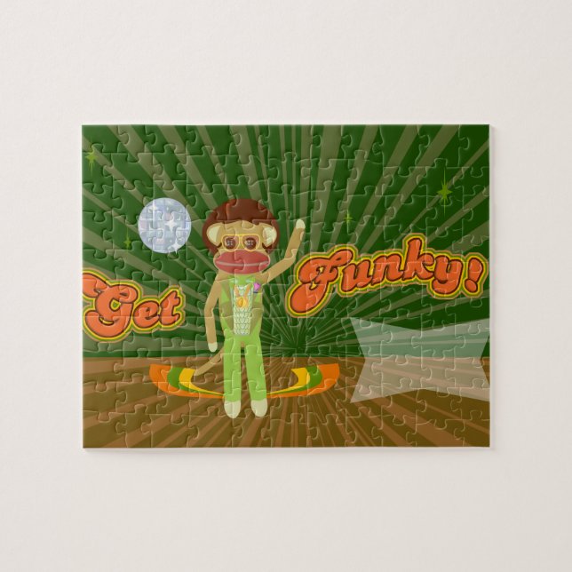 Puzzle Obtenir Funky Sock Monkey Style personnalisé (Horizontal)