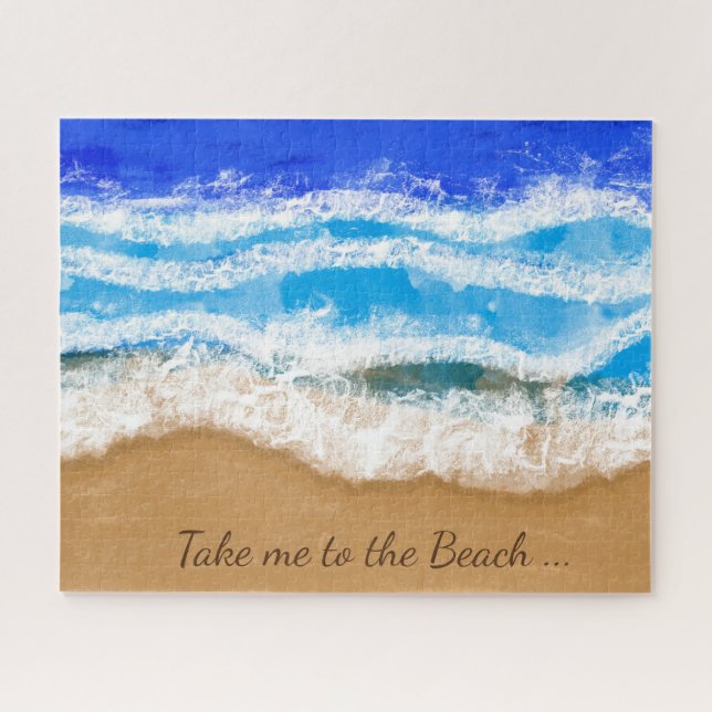 Puzzle Ocean Art, Vagues en mousse blanche sur une plage  (Horizontal)