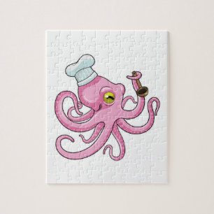 Puzzle Octopus comme cuire avec cuillère en bois
