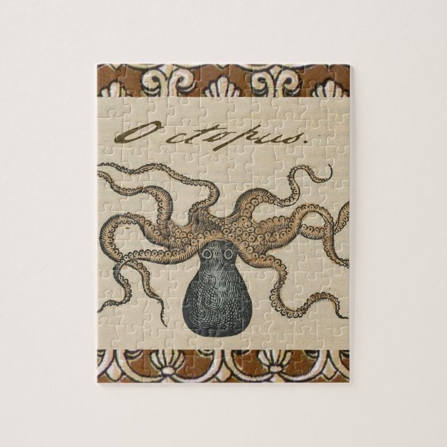 Puzzle Octopus Kraken Illustration Vintage (Vertical)