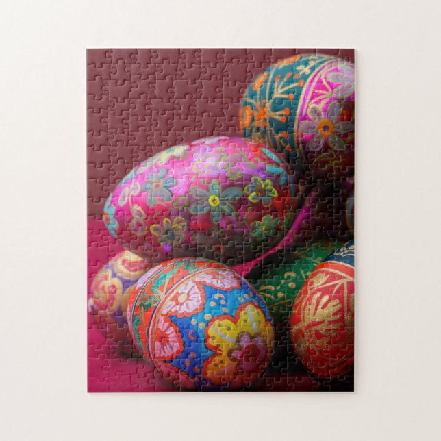 Puzzle OEufs de Pâques pysanés aux couleurs vives avec sp (Vertical)