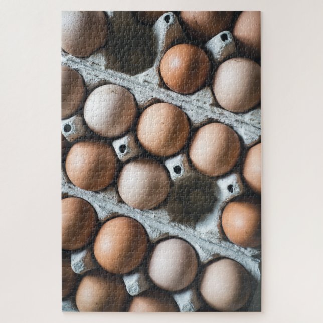 Puzzle OEufs de poulet frais en carton au marché (Vertical)