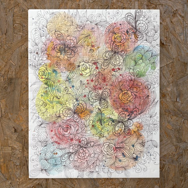 Puzzle OEuvre d'aquarelle Ombre et de griffes florales d' (Créateur téléchargé)