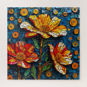 Puzzle Œuvre d'art en mosaïque colorée de fleurs vibrante