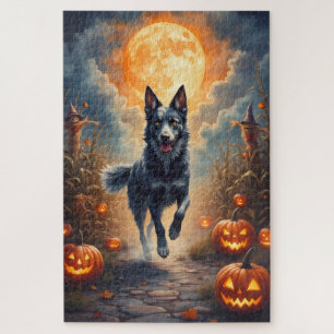 Puzzle Œuvre d'art Halloween Australian Kelpie hanté dans