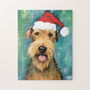 Puzzle OEuvre de peinture de Noël Airedale Terrier