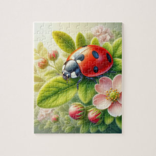 Puzzle OEuvre florale/printanière de coccinelle