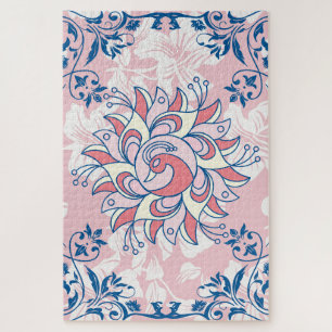 Puzzle Oeuvre florale rose Rangoli