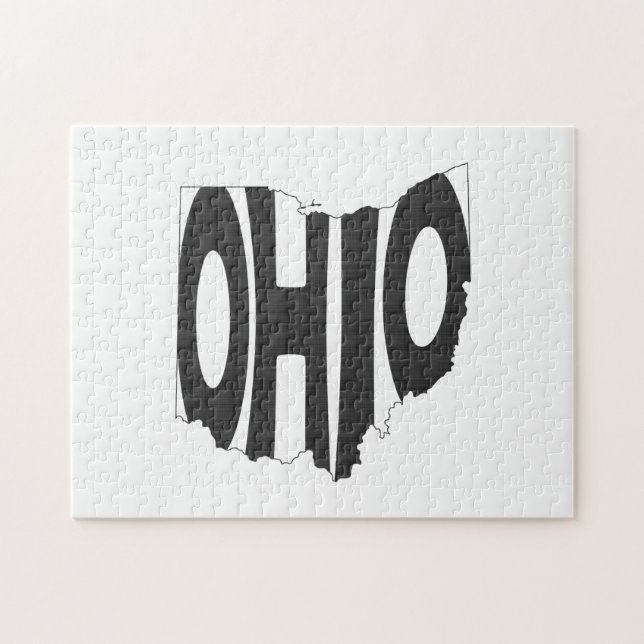 Puzzle Ohio noir nom Ohioan Buckeye État Word Art (Horizontal)