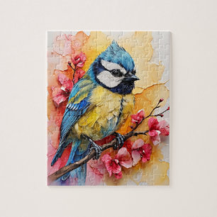 Puzzle Oiseau bleu et blanc eurasien