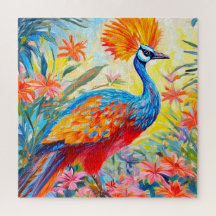 Oiseau paradisiaque vivant dans un jardin luxurian