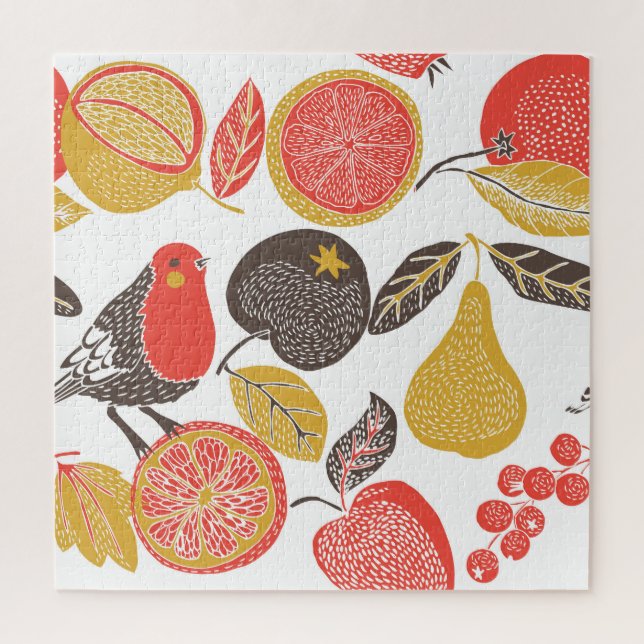 Puzzle Oiseaux dans le Jardin aux Fruits Luxuriants (Vertical)