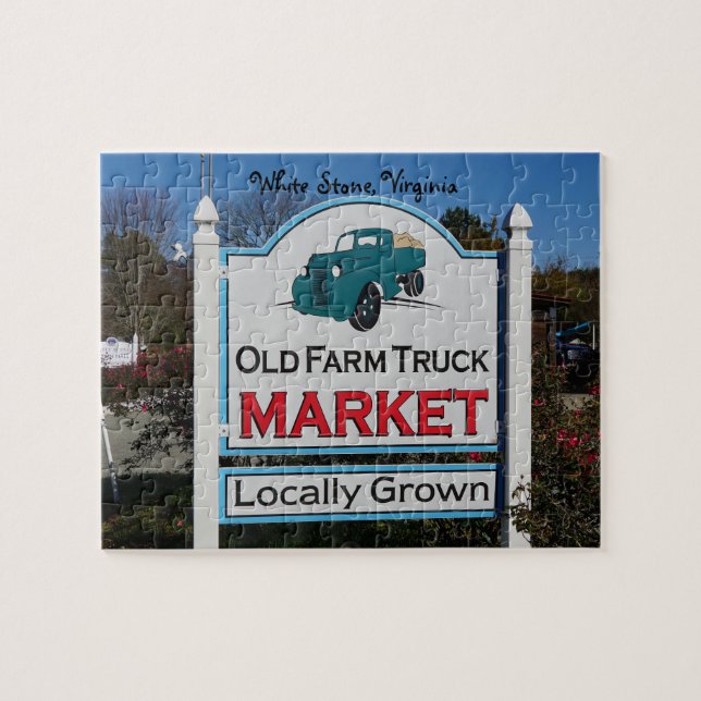 Puzzle Old Farm Market, personalize with your text (Horizontal)
