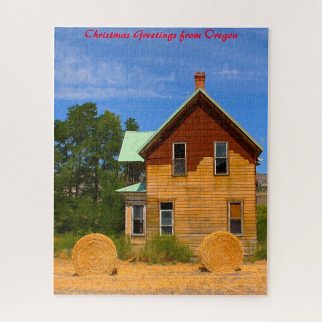 Puzzle Old Hay House Oregon. voeux de Noël (Vertical)