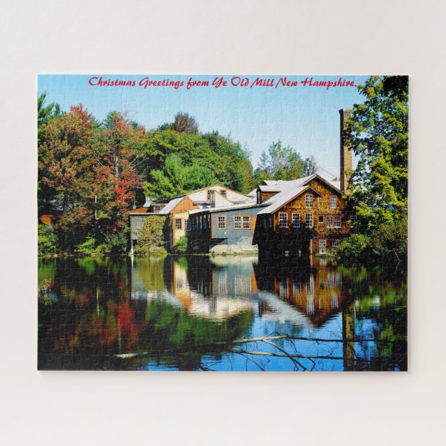 Puzzle Old Mill New Hampshire. voeux de Noël (Horizontal)