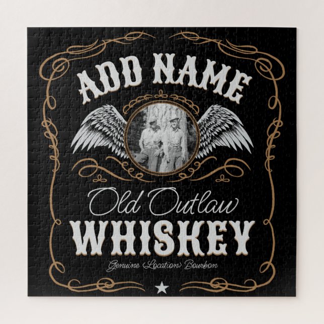 Puzzle Old Moonshine Whiskey Étiquette AJOUTER PHOTO Nom  (Vertical)