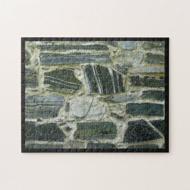 Puzzle Old Stone Wall Black Frame Challenge (Horizontal)