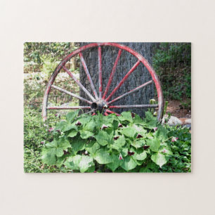 Puzzle Old Wagon Wheel Trillium Flower Garden