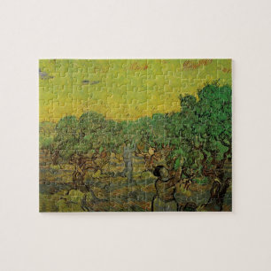 Puzzle Oliveraie avec personnages cueillant des olives, V