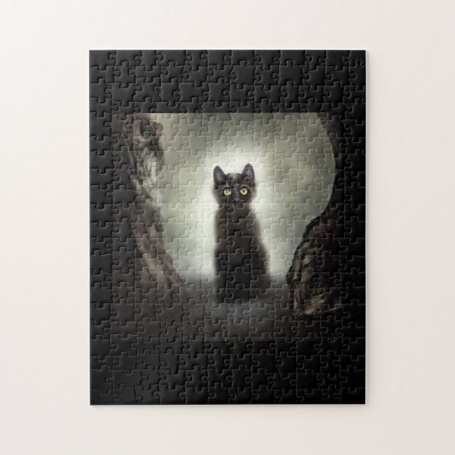 Puzzle Ombre de chat noir grotte sombre par la lumière de (Vertical)