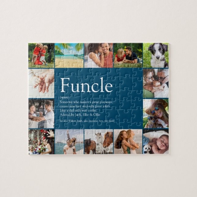 Puzzle Oncle du muscle Définition Photo Collage Bleu (Horizontal)