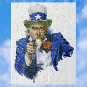 Puzzle Oncle Sam patriotique vintage avec chapeau étoilé 