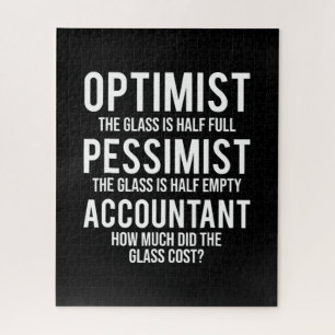 Puzzle Optimist Pessimist Comptable Costume de verre cade