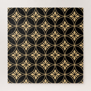 Puzzle Or et noir : Abstrait Floral Vintage