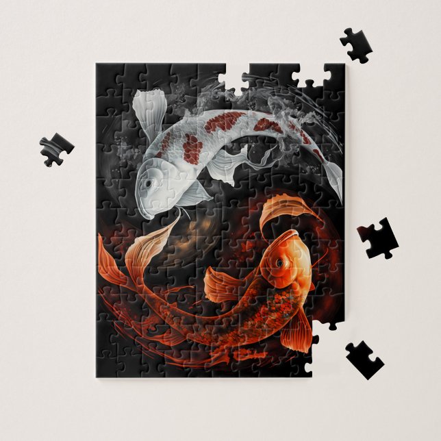 Puzzle Orange Et Blanc Lucky Koi Poisson Japon Art (Créateur téléchargé)