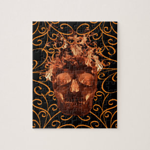 Puzzle Orange Flamme crâne d'incendie Art