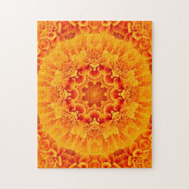 Puzzle Orange Marigold Mandala (Vertical)