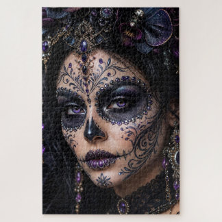 Puzzle Orchidée Améthyste Calavera – Crâne de sucre gothi