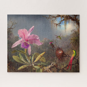 Puzzle Orchidée de Cattleya et trois colibris par Heade