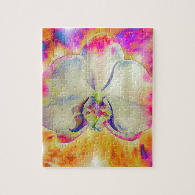 Puzzle Orchidée de feu rose, fleurs d'aquarelle surréalis (Vertical)