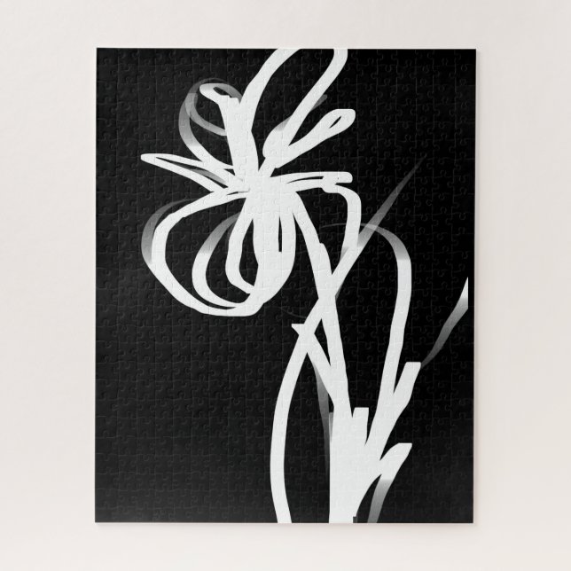 Puzzle Orchidée Noir : Abstrait noir et blanc (Vertical)